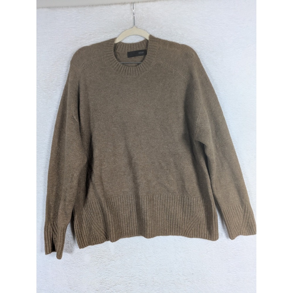 Zara Sweater Women's S Brown Oversized Crew Neck Knit Drop Shoulder